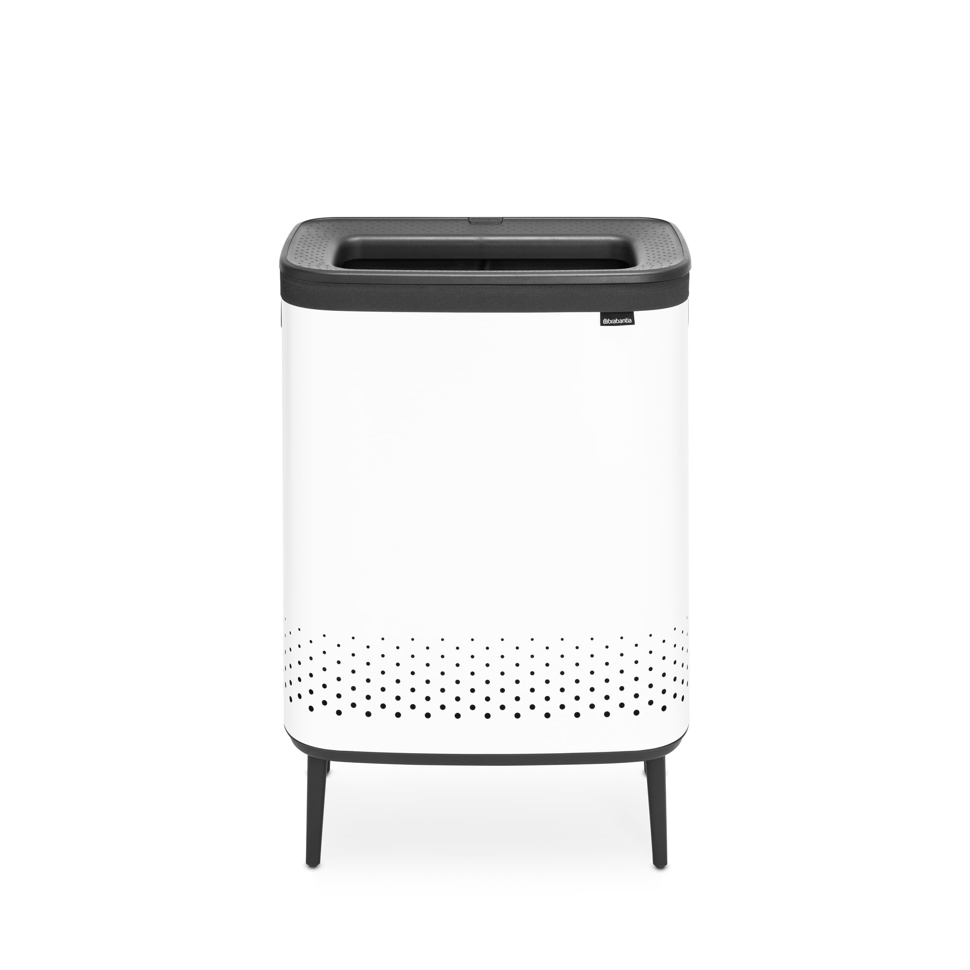 Brabantia Bo Laundry Hamper Hi (White) 2 Compartment Removable Laundry Bag 2 X 12 Gal, Ventilated Stylish Dirty Clothes Holder,